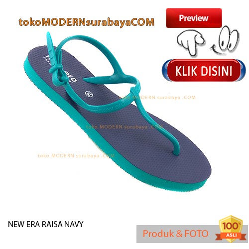 NEW ERA RAISA NAVY sandal wanita sandal jepit tali karet
