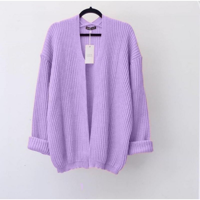 KARDIGAN RAJUT BRESKA / kardigan rajut casual / kardigan outer-Ungu/lilac