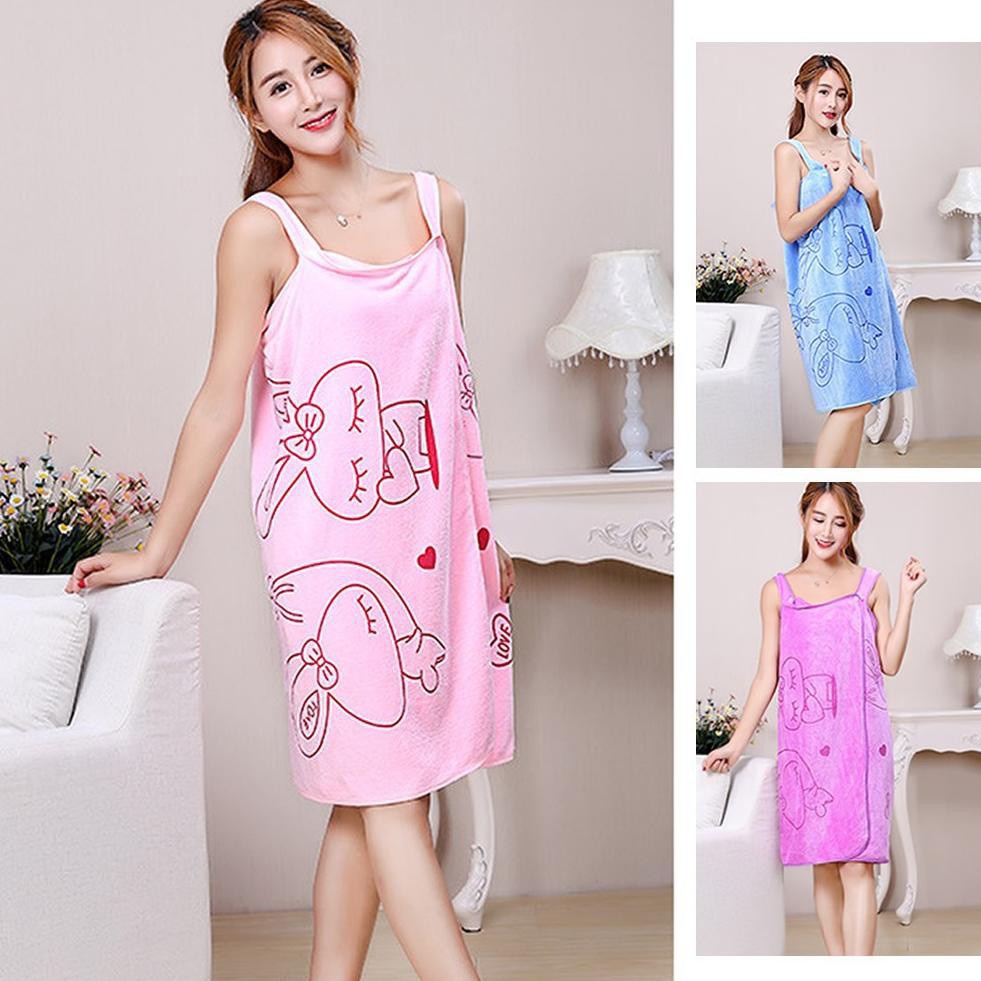 SUPERMARKET IMPORT Baju Handuk Mandi Wanita Kimono Baju Handuk Mandi Karakter Lucu Wearable Towel Ki