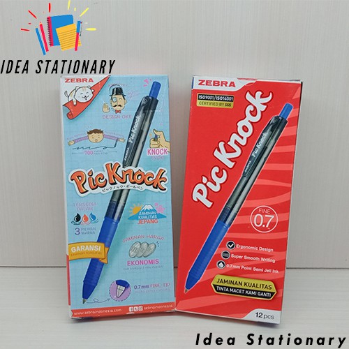 

READY!! Ballpen Bolpoint Pulpen Pick Knock Tinta Biru 0.7 Pack // Isi 12 pcs // Zebra