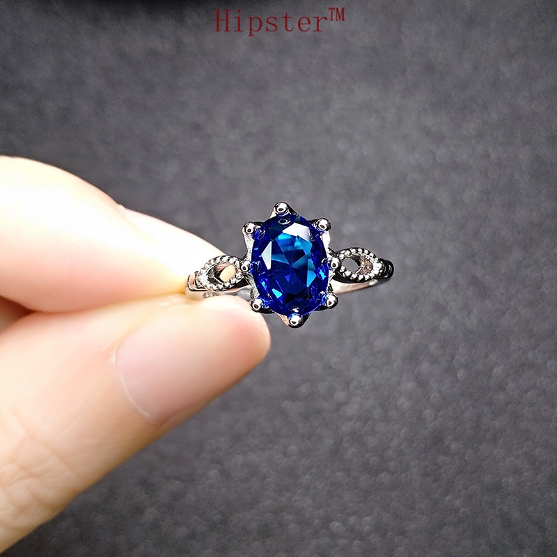 New Arrival Hot Sale Classic Fashion Temperament Inlaid Platinum Blue Crystal Ring