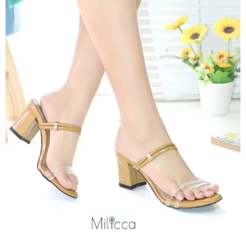 Milicca Sandal Heels Wanita Sandal Tali Hak Tahu Twensel