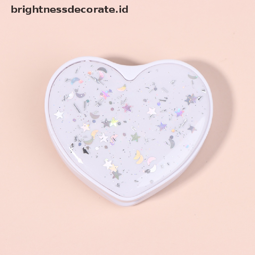 (Birth) Stand Holder / Dudukan Ponsel Universal Desain Hati + Glitter Dapat Dilipat