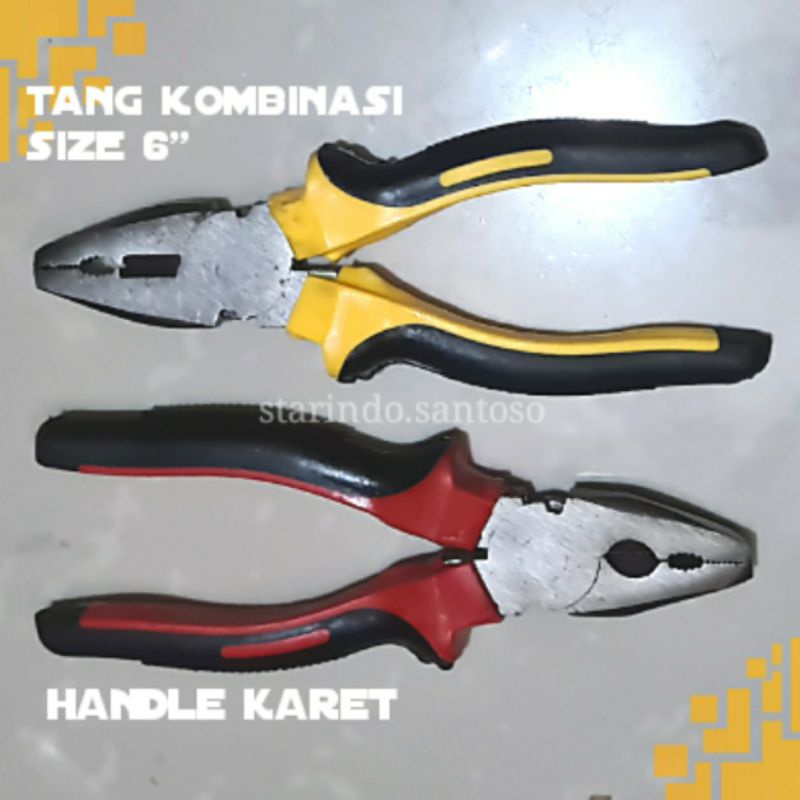 TANG KOMBINASI handle KARET 6 8 inci potong kawat kabel Wanly wolf