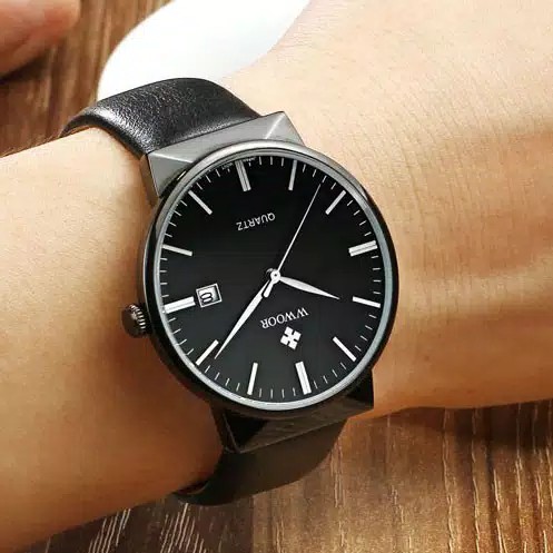 Jam Tangan Pria WWOR Anti Air Dengan Simple Watch Tali Kulit Jam Tangan Analog Priga