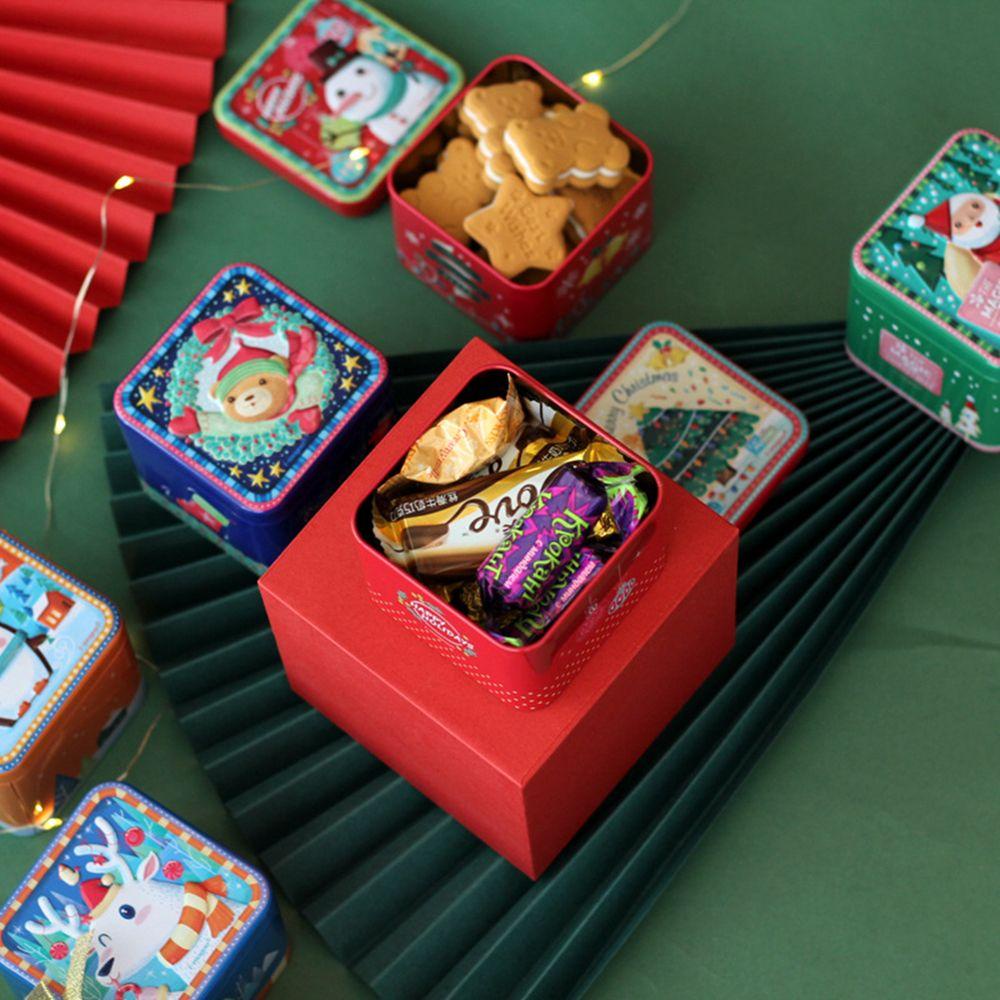 Solighter Tin Box 3D Relief Candy Organizer Dekorasi Natal Snowman Baking Christmas Gift Box