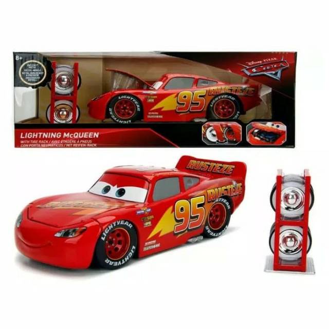 Original Disney Pixar CARS Metal Diecast Lightning Mcqueen With Tire Rack Collectible Jada Series
