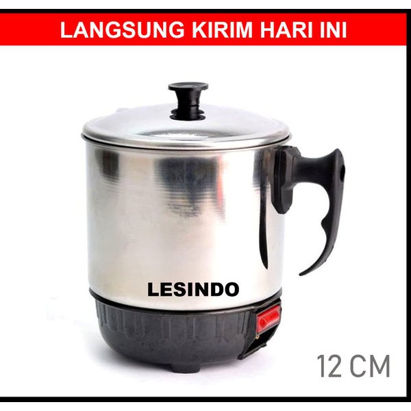 Mug Teko Listrik Pemanas Air Lesindo Stainless 12 Cm Hiter Heater Masak Air Listrik