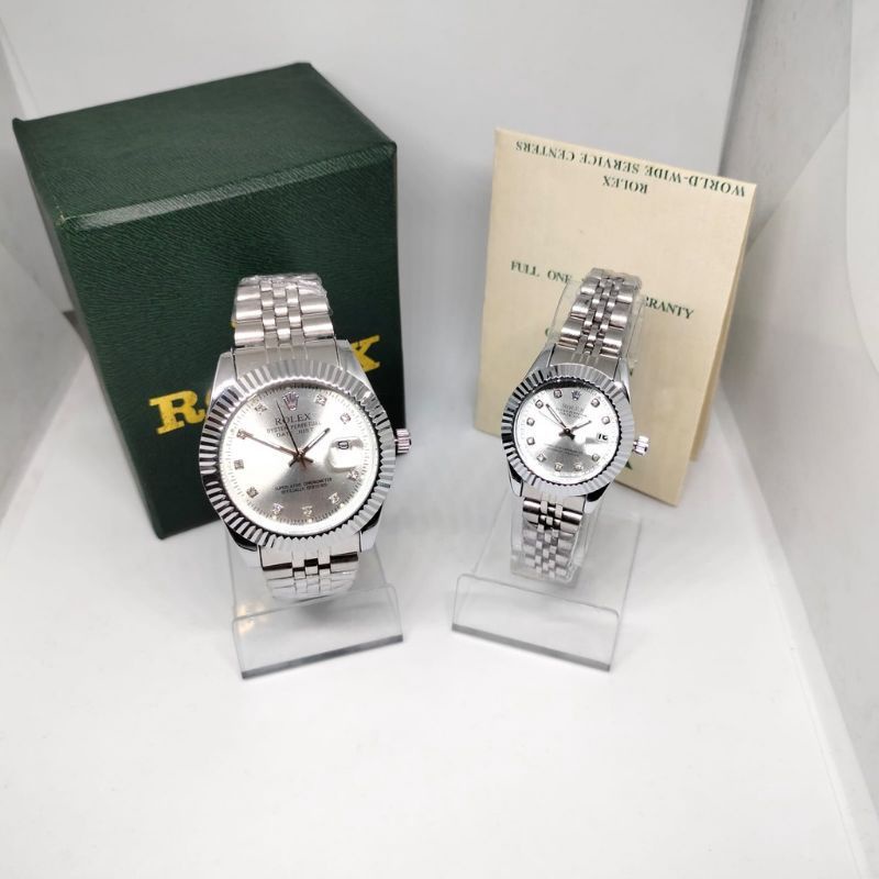 Jam Tangan Couple rolex / Pasangan Rolex Datejust Elegan Rantai Stainless