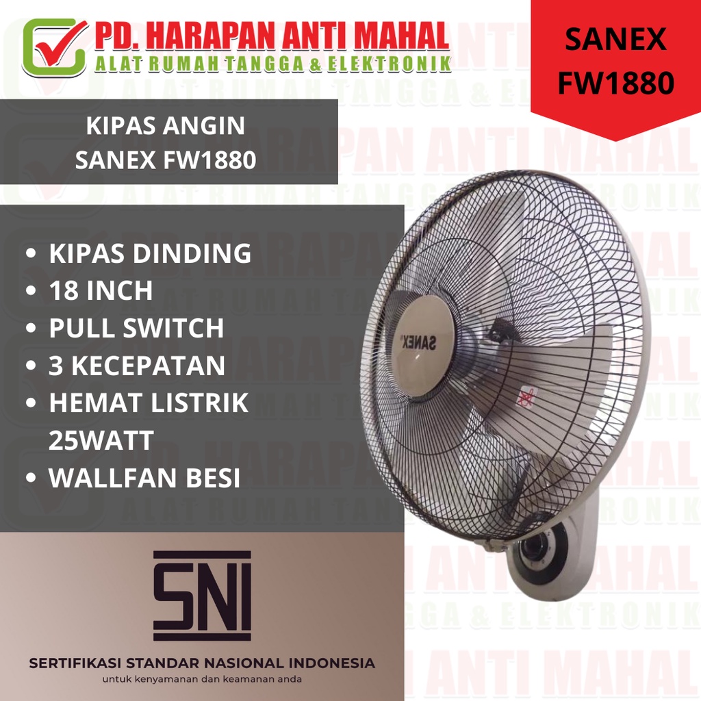 KIPAS ANGIN SANEX FW1880/ KIPAS DINDING SANEX FW1880/ KIPAS 18 INCH SANEX FW1880/ KIPAS DINDING 18 I