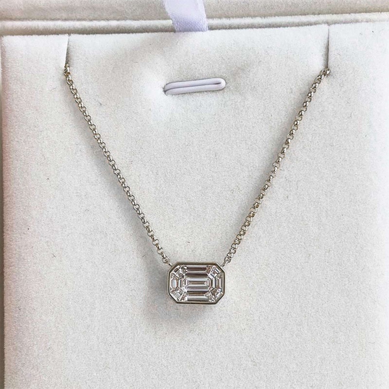 Kalung Dengan Liontin Bentuk Geometris Bahan Cubic Zirconia Untuk Wanita