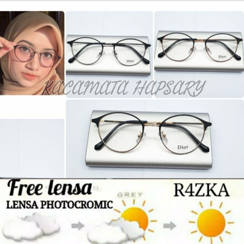 FRAME KACAMATA OVAL BULAT 17299 WANITA ( FREE LENSA PHOTOCROMIC ) KACAMATA MINUS / ANTI RADIASI