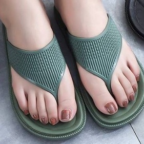Sandal Jepit Wanita Karet Import BALANCE Motif polos/ 1607-K1-Hijau