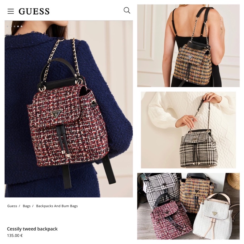 GUESS CESSILY TWEED FLAP BACKPACK