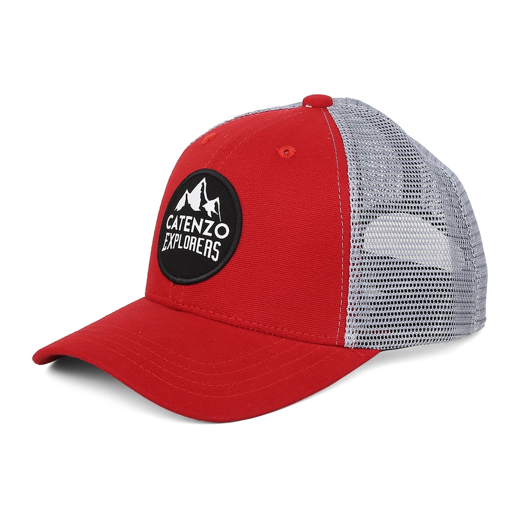 Topi Pria Trucker Cap Topi Distro Casual Murah Warna Merah Abu Abu ZN 103