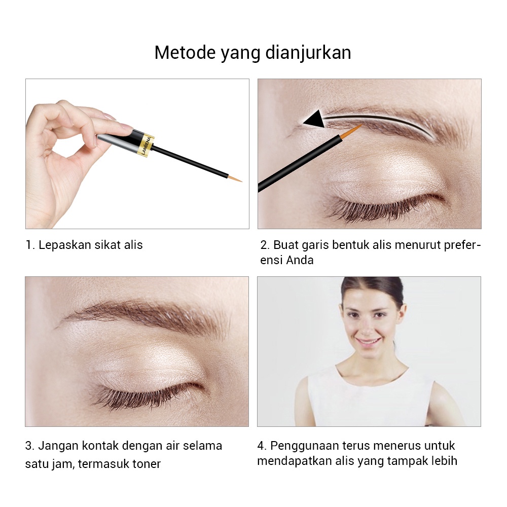 Lanbena Eyebrow Growth Care Serum - Perawatan Alis Eyebrows Enhancer Eyebrow Longer Thicker Cosmetics Make Up Tools (4 ml) Memelihara Alis / Membuat Alis Panjang / Memiliki Halis Tebal Dan Hitam