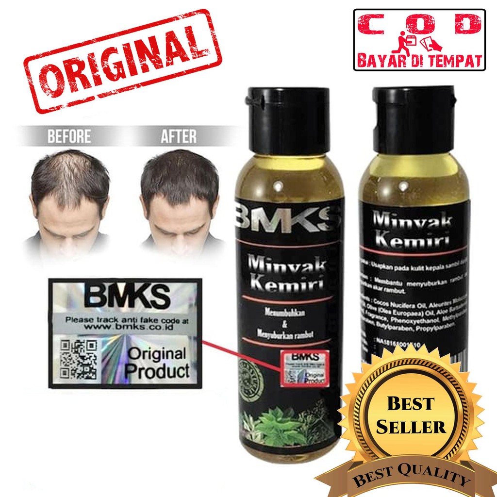 Minyak Kemiri BMKS 100% Original BPOM Penghitam Penumbuh Rambut Obat Rambut Minyak Kemiri 100ml Asli