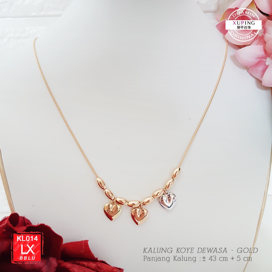 KL 014 Kalung Xuping Ori Kualitas Premium Rantai Belut Tiga Cinta Love Luxx Xuping