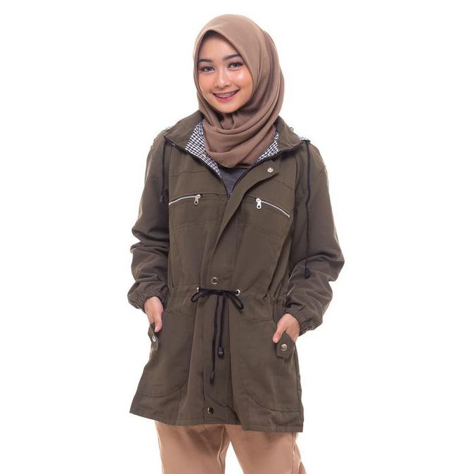 Produk Terbaru Jaket Parka Jumbo Big Size Wanita Xl Xxl Bomber Parasut Cewek Blazer - Army Xxl, All
