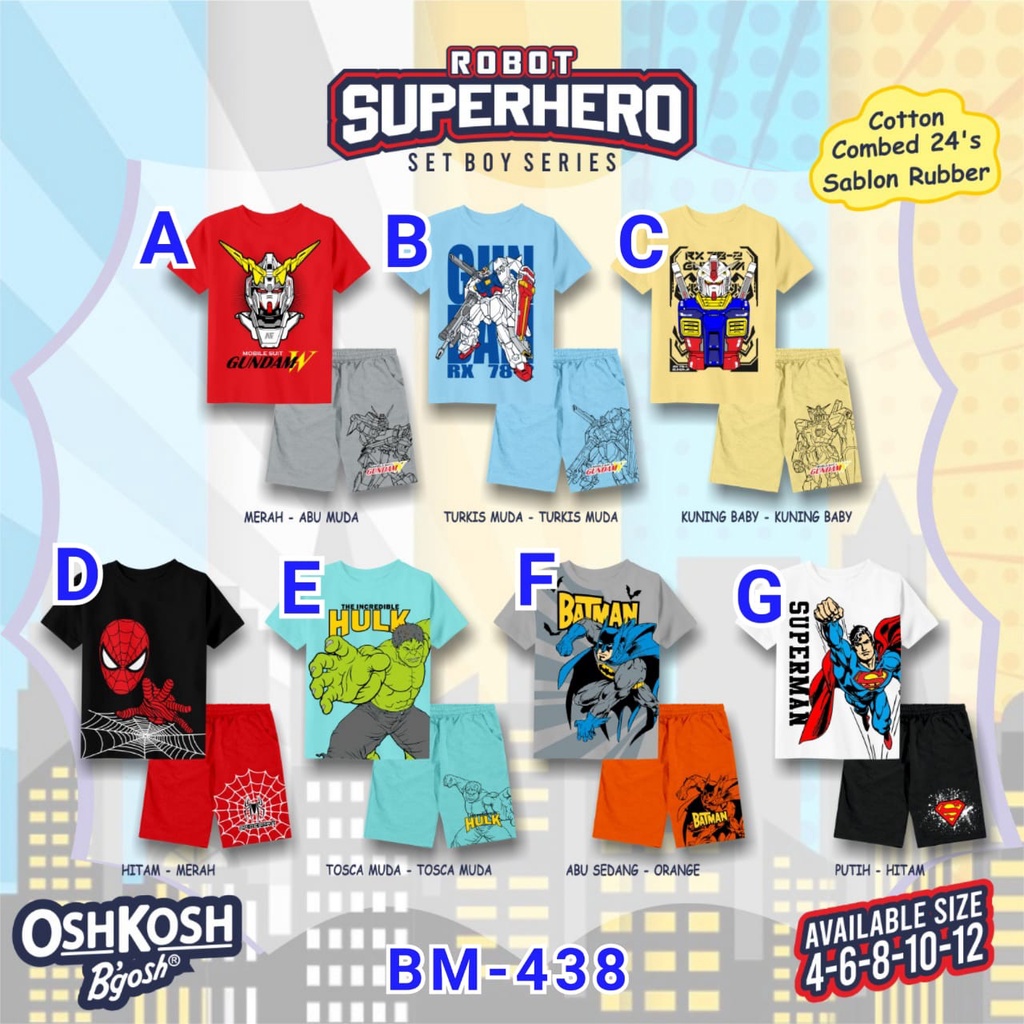 SETELAN ANAK LAKI LAKI MOTIF ROBOT SUPERHERO 4 - 12 TAHUN