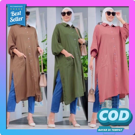Cod Baju Tunik Tunic Atasan Perempuan Wanita Cewek Selina Bahan Mango Mix Salur Premium Terbaru Jumb