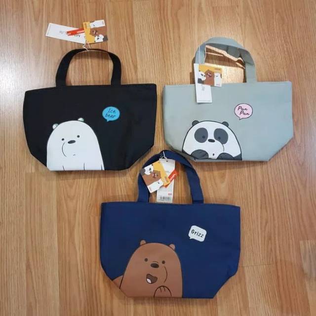 Miniso We Bare Bear Lunch Bag  Tas We Bare Bears Panda Grizzle Ice Bear