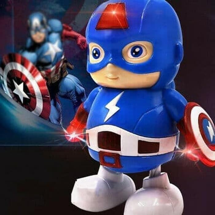 M153C Dancing Robot Captain America with LED / Pajangan Dance Hero