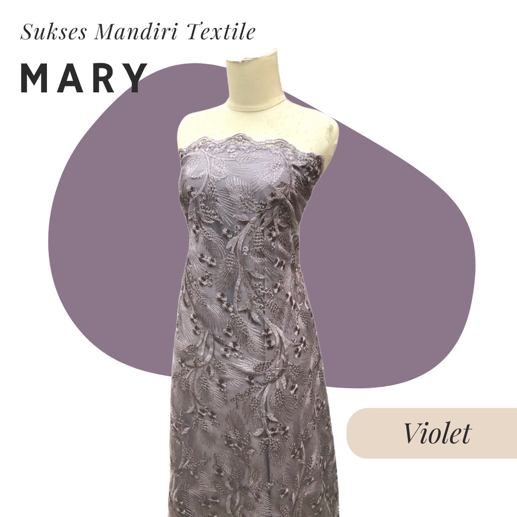 [MARY] Brokat Brukat Tile Premium Mewah Warna Violet Ungu | Harga ½ meter = 50 cm (Bahan Dress Bride