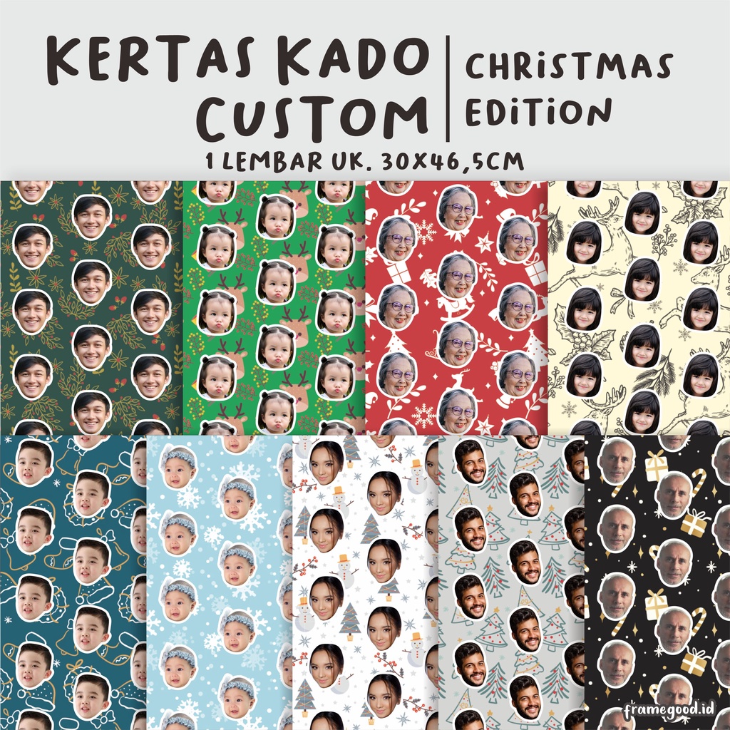 

kertas kado custom CHRISTMAS EDITION (1 lembar A3+) pakai foto sendiri | natal cetak gift paper viral