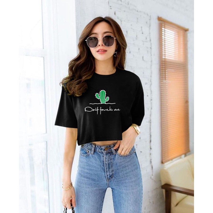 Flava_store - Crop Top Kaos Dont Touch Me Murah Wanita