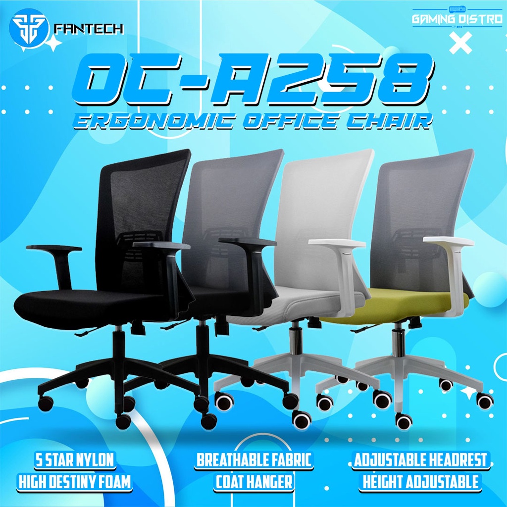 Jual Fantech Office Chair - Kursi Kantor Fantech OC-A258 Ergonomic Chair Indonesia|Shopee Indonesia
