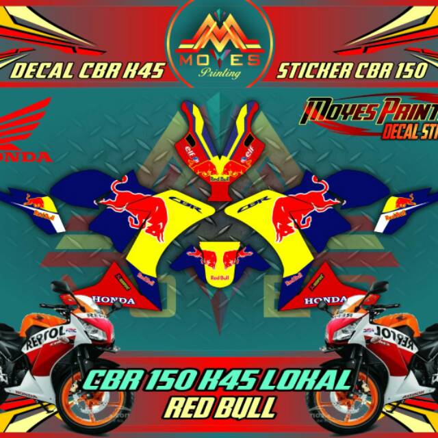 Sticker motor Cbr k45 Sticker Striping Fulbody Honda CBr 150L redbull