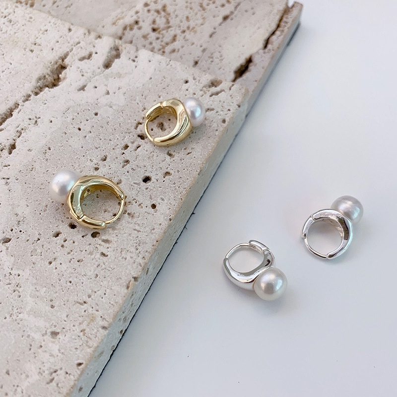 [Korean Fashion Temperament Pearl Hoop Earrings] [Women Bridal Wedding Drop Earrings] [Ladies Elegant Rhinestone Long Dangle Earrings]