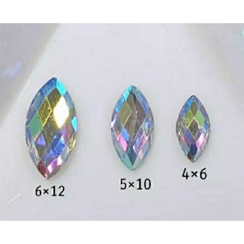 GEMS RUNCING SIZE 6*12mm ISI 10 KILAU RAINBOW MEWAH AKSESORIS HENNA GEMS HENNA ART