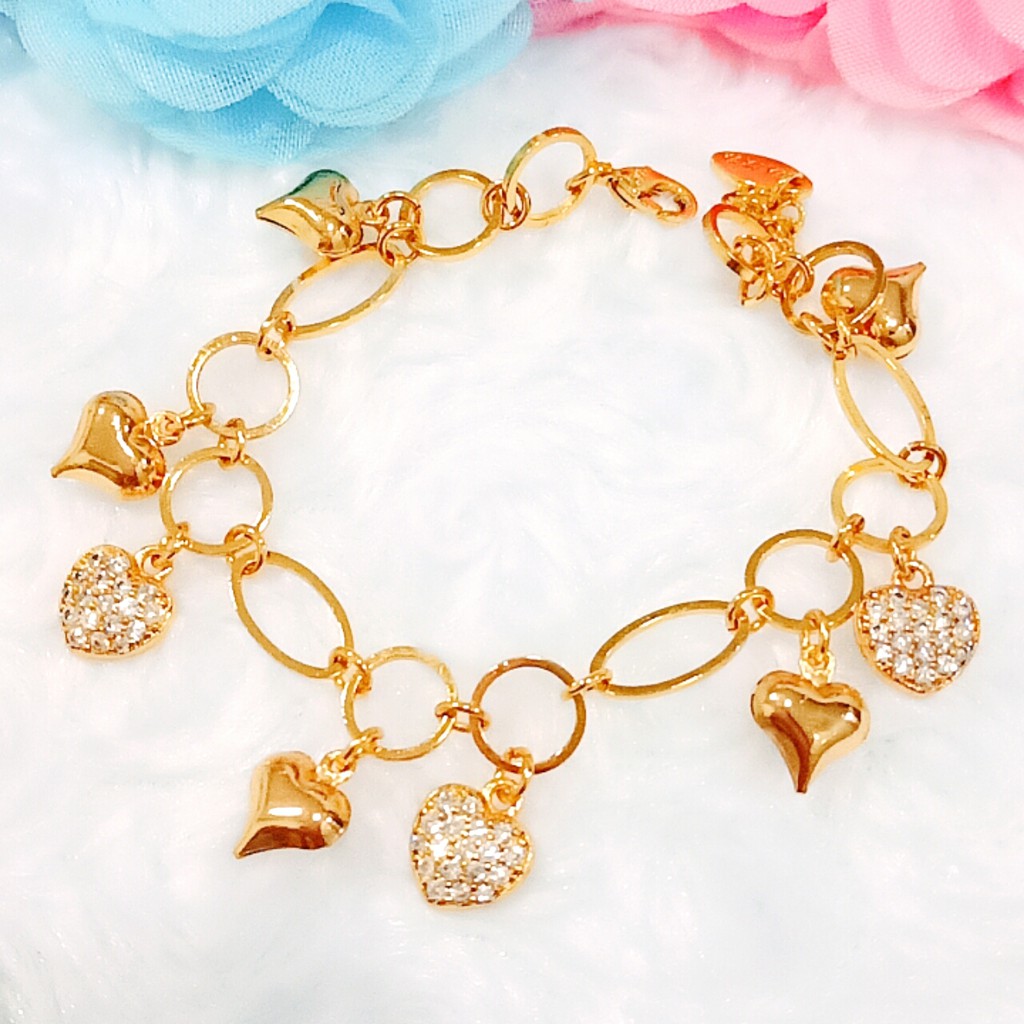 Gelang CHARM LOVE Rantai Bulat Besar XUPING Perhiasan Lapis Emas