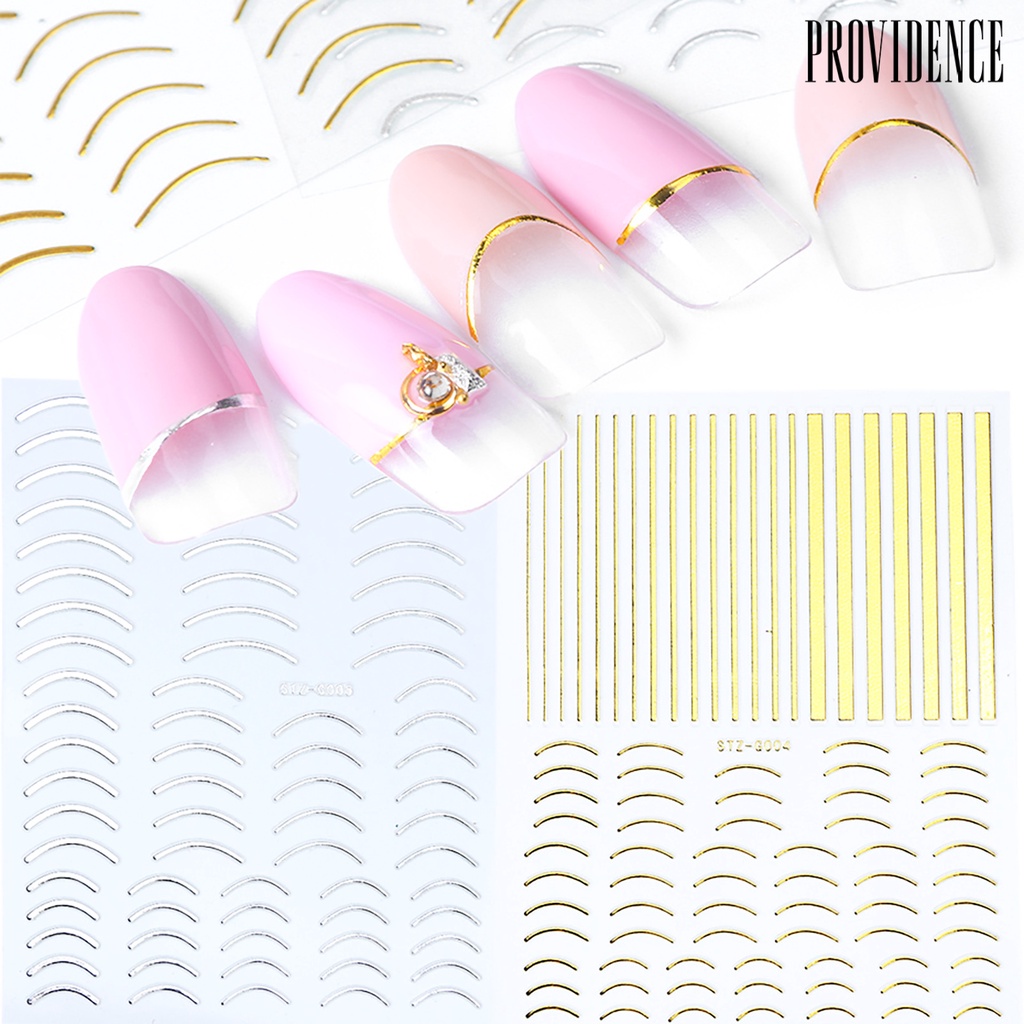 Providence Nail Art Sticker Gold Colour Geometry Shapes PET Material Long-lasting Nail Art Sticker For Salon