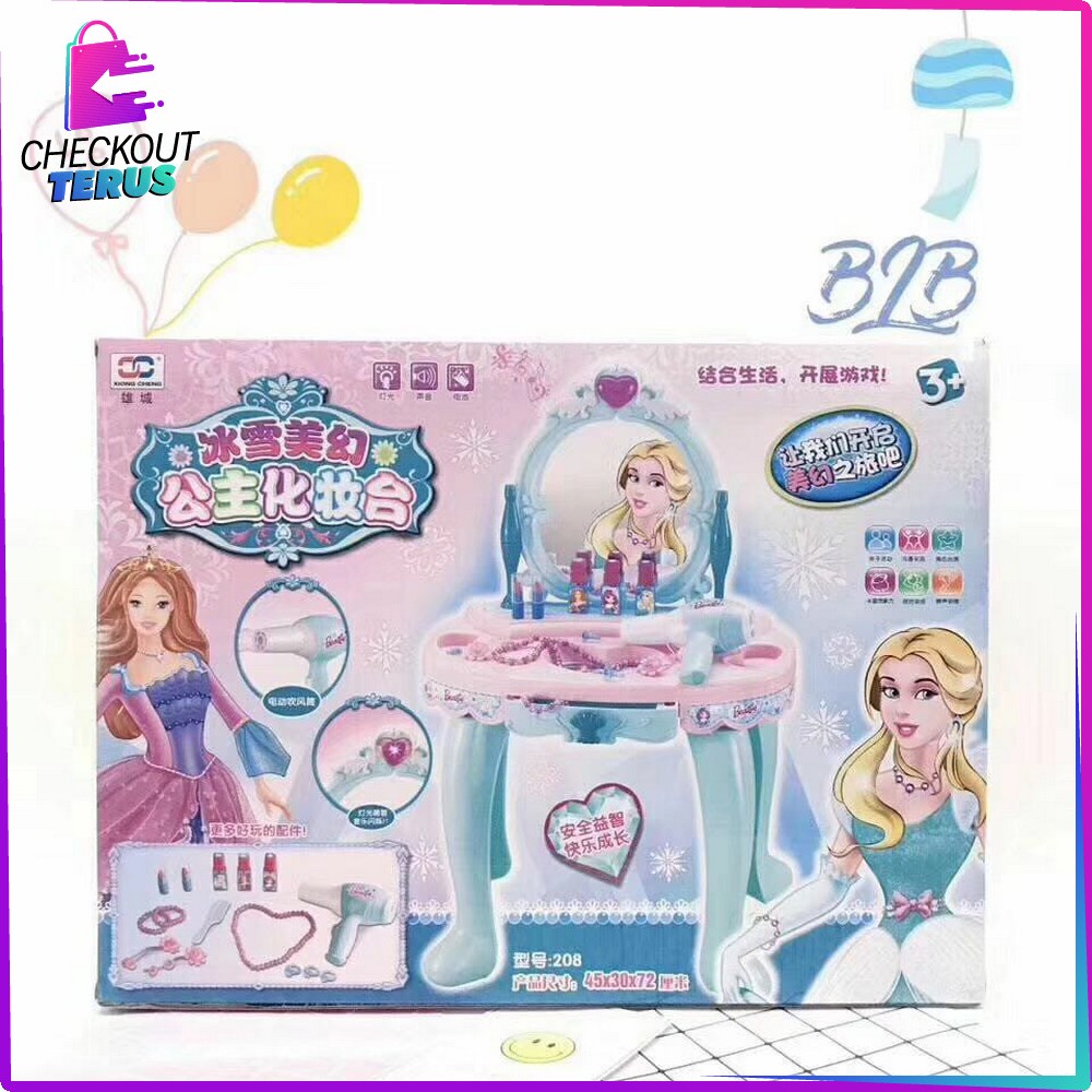 CT M32 M33 Mainan Meja Rias Anak Perempuan Tempat Make Up Music Cermin dan Kursi dengan Remote Karakter Princess Anak