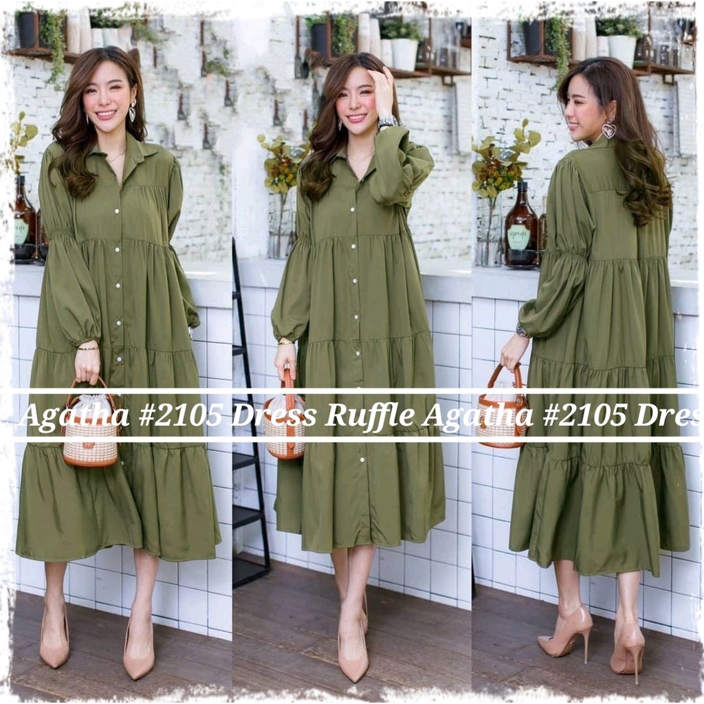 COD√ dress ruffle agatha fashion am / pakaian wanita long dress / big size dress gamis