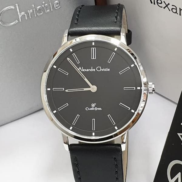 Jam Tangan Pria Alexandre Christie AC 8492 Silver Black Original unisex