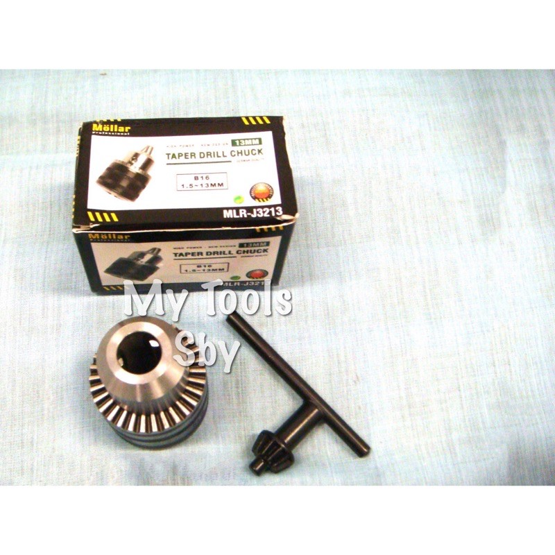 Kepala Bor Drat / Taper Drill Chuck + Kunci Mollar