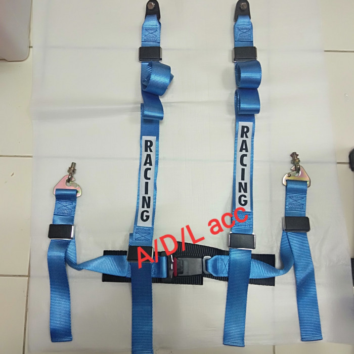 safetybelt seatbelt sabuk pengaman mobil racing 4 titik poin warna biru merah hitam off road universal