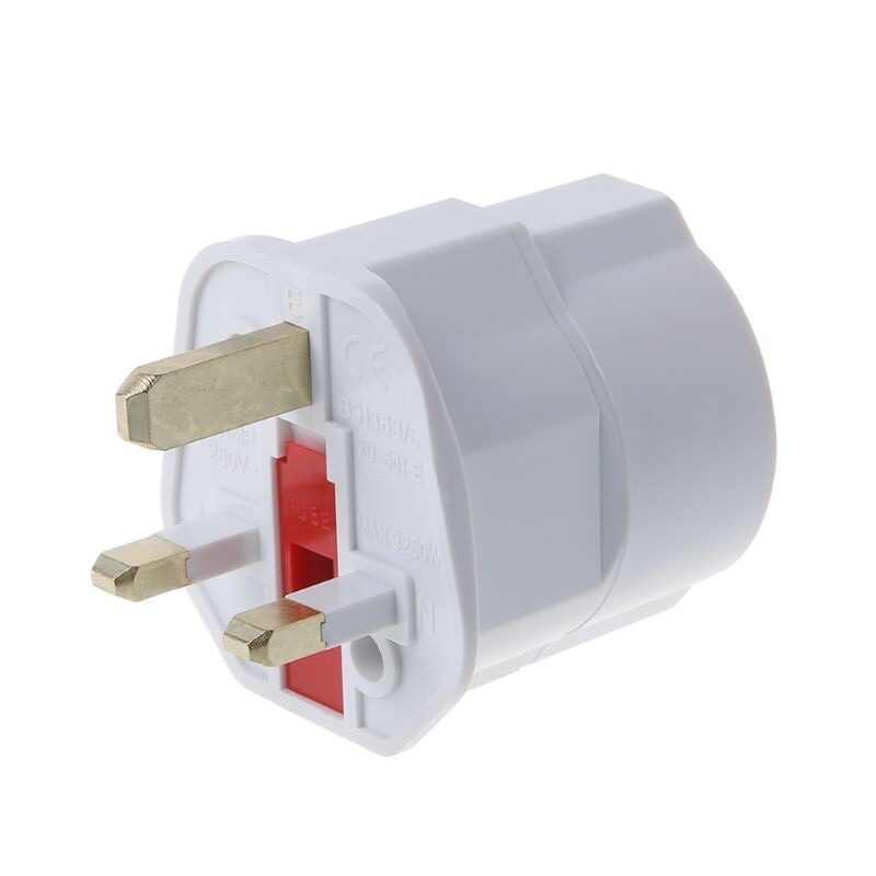 Adapter Converter Schuko EU 2 PIN TO UK 3 Plug Untuk Traveling