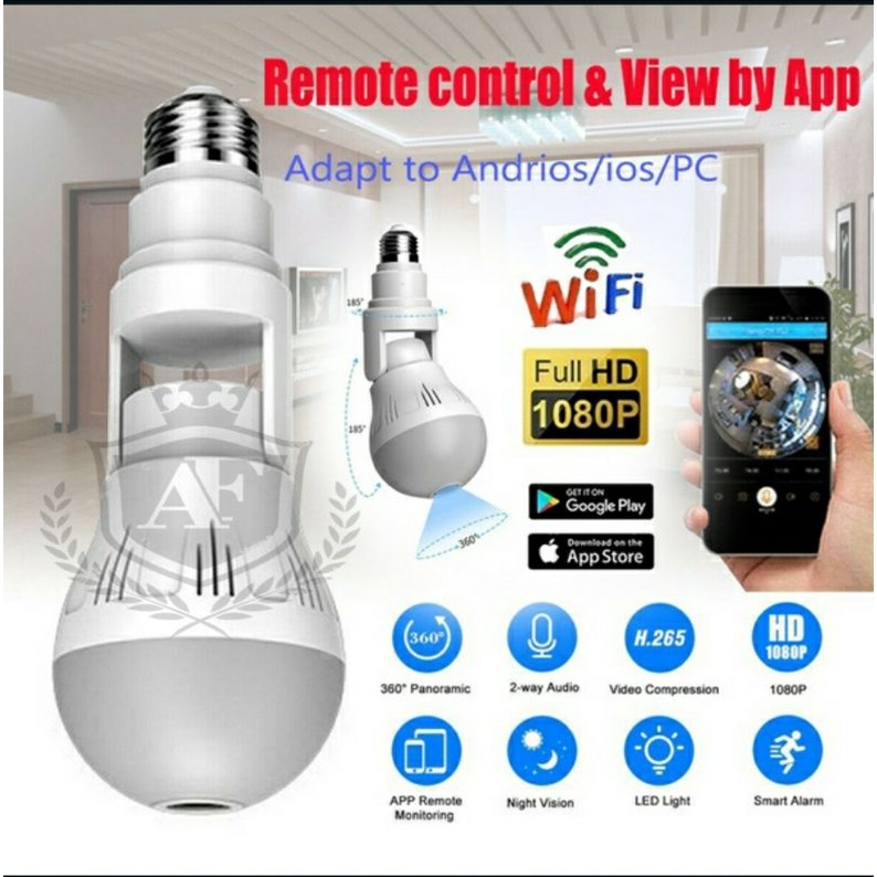 Kamera Cctv Ip Wifi Hd 8MP 1080p Panoramic 360 Derajat Bentuk Lampu Bohlam