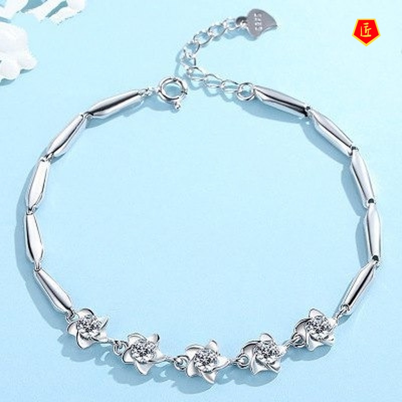 [Ready Stock]Silver Windmill Bracelet for Women Simple and Sweet