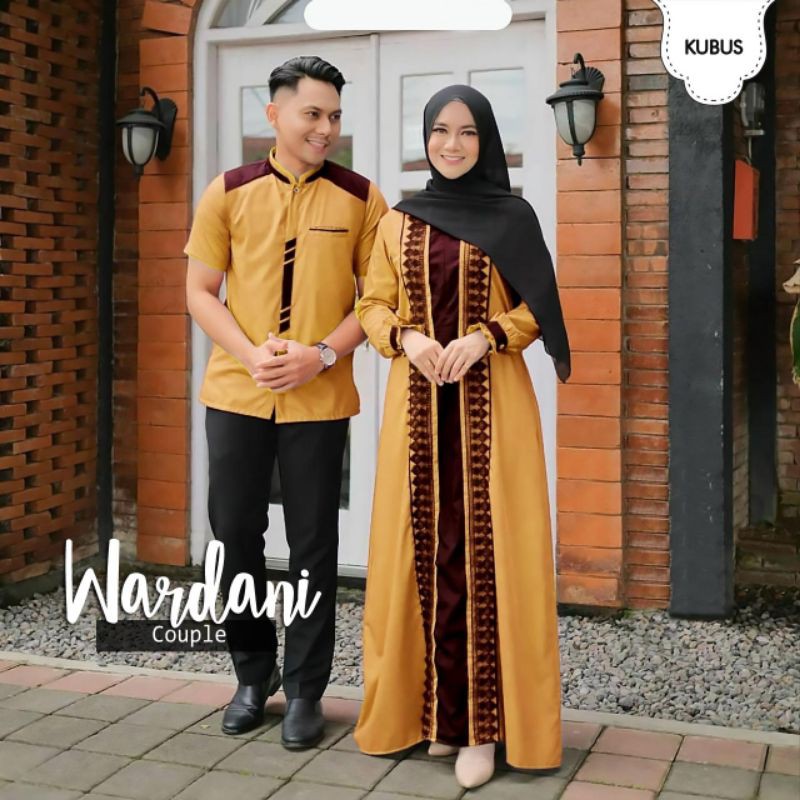 Baju Gamis Couple Terbaru / Baju Couple Syari / Gamis Pasangan Cowok Cewek Wardani Lebaran 2021