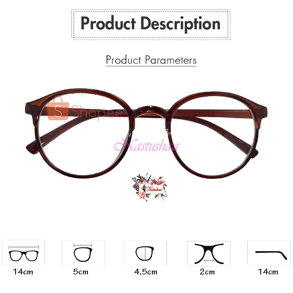Kacamata Fashion Pria Wanita Oval bundar Lensa Transparan Gaya Korean Style Kaca Mata Gaya Normal Unisex FREECASE