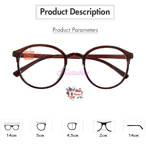 Kacamata Fashion Lensa Normal Transparan Model Frame Oval Retro Vintage Frame Eye-glasses Untuk Pria Wanita Unisex NOCASE