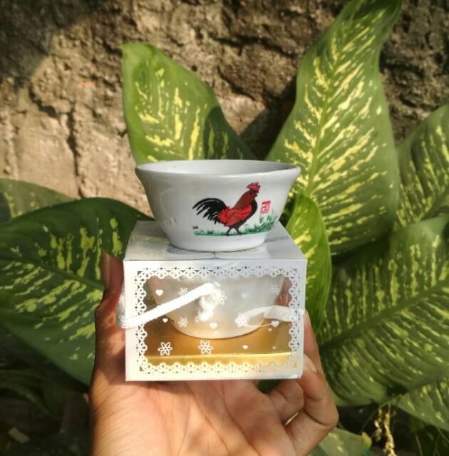 Souvenir mangkok ayam jago mini
