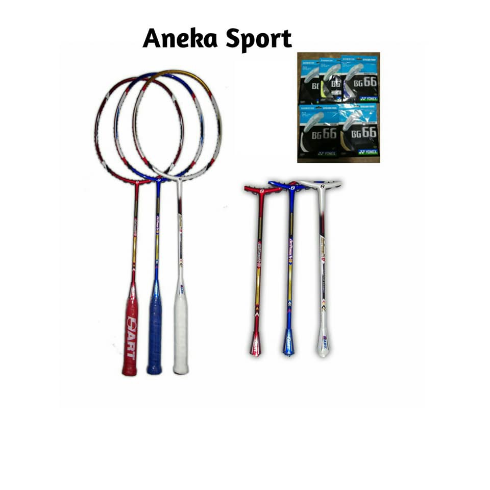 Raket Badminton hart art power Ti 10,12,17 ( putih )+senar BG-66