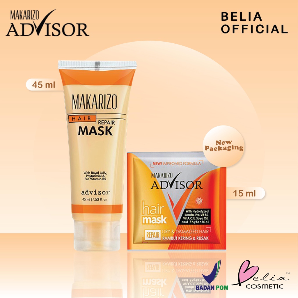 ❤ BELIA ❤ MAKARIZO Repair Hair Mask (✔️BPOM) Sachet, Tube | masker rambut rusak